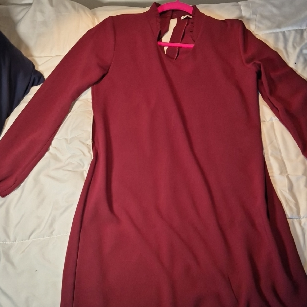 Elegant Burgundy Long Sleeve Dress